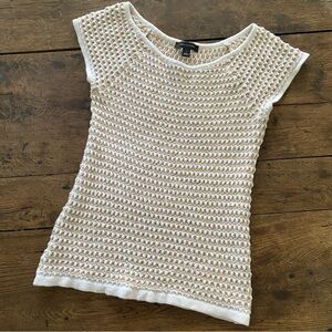 VTG Ann Taylor lightweight knitted top Cream and khaki Size Medium
